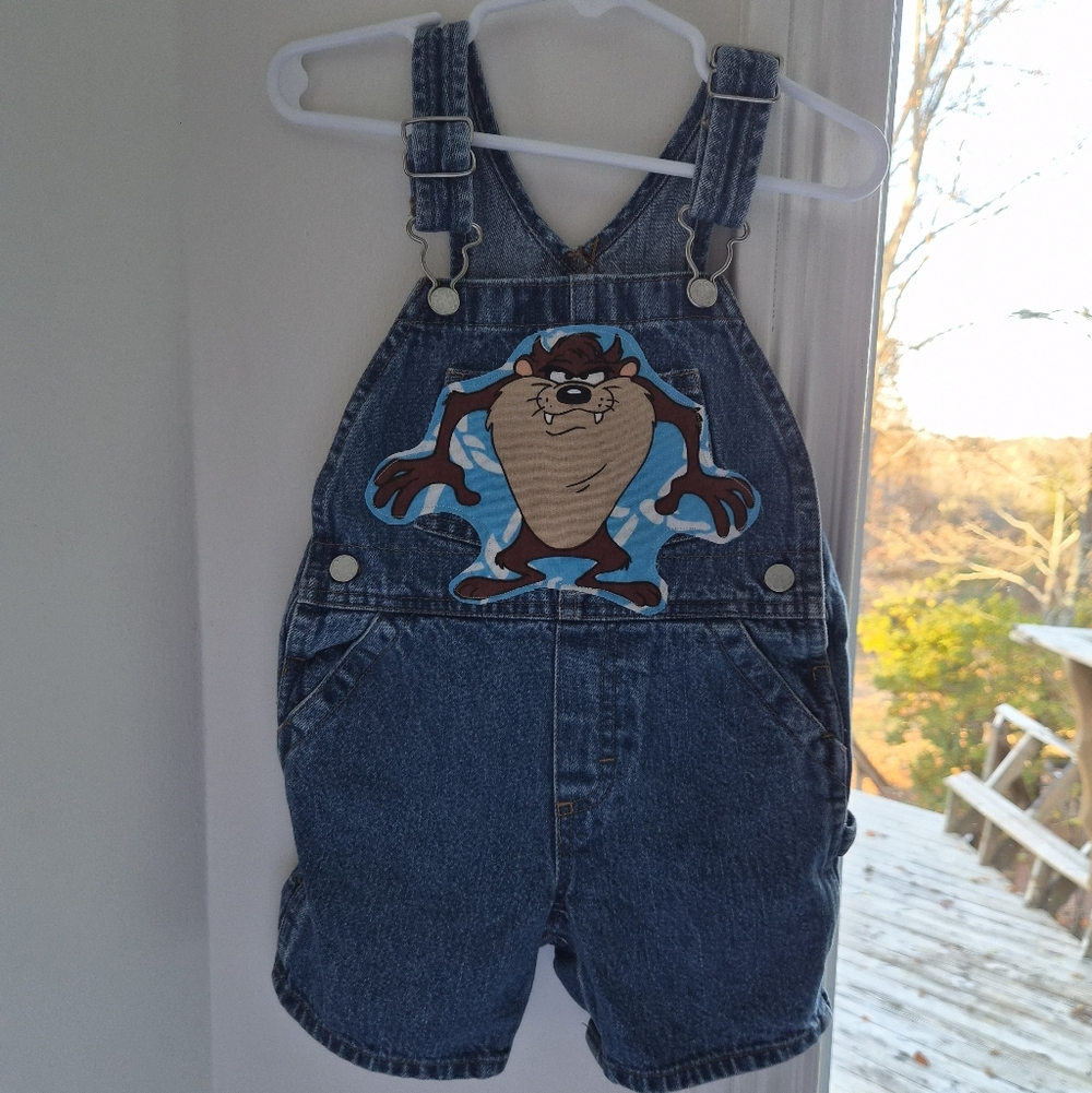 Looney Tunes Taz Upcycled Oshkosh Shortalls